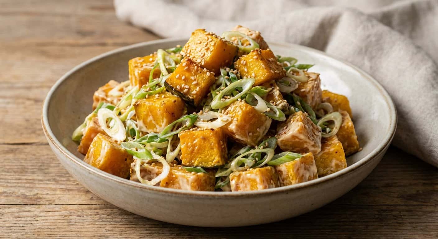 Ensalada Japonesa de Cebolla Tierna con Calabaza y Mayonesa Japonesa