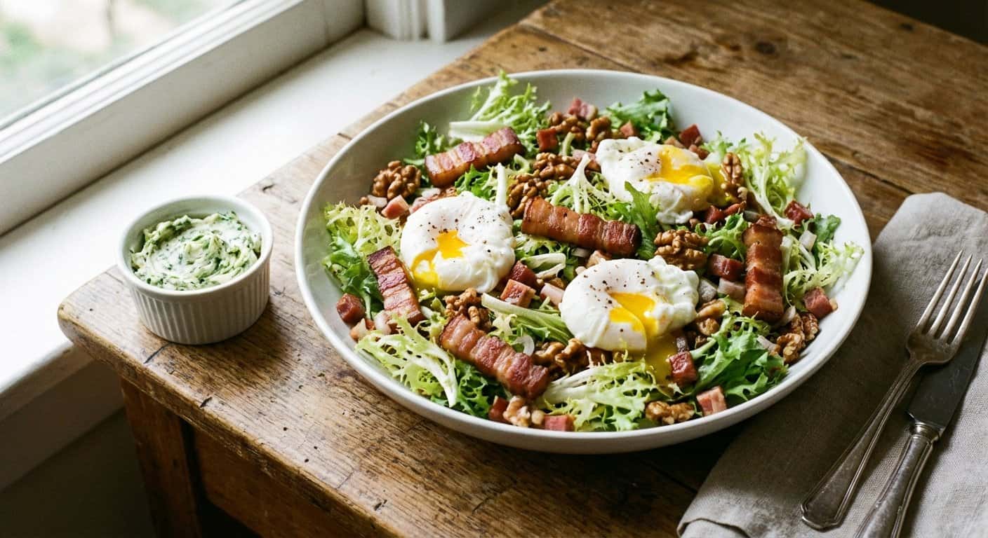 Ensalada Lyonés del Sudoeste con Mantequilla de Hierbas