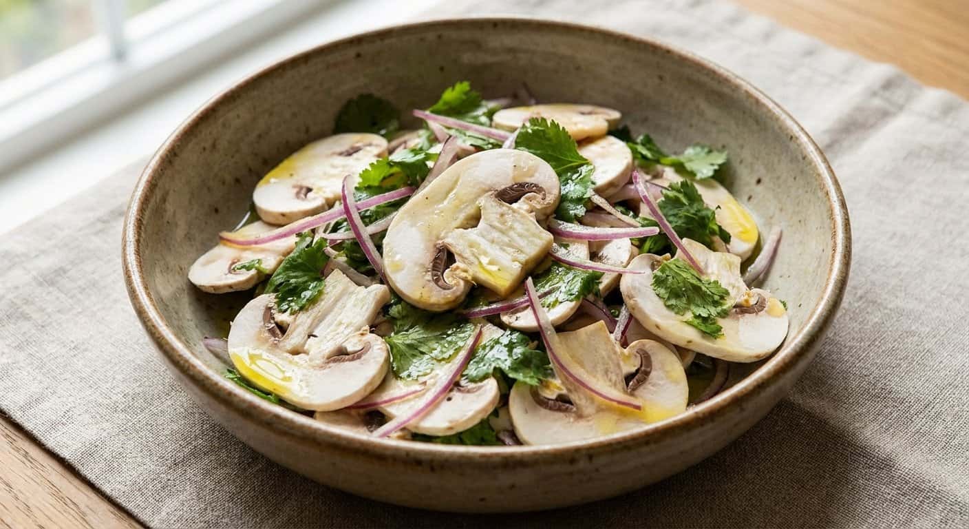 Ensalada Rápida de Champiñones y Cilantro