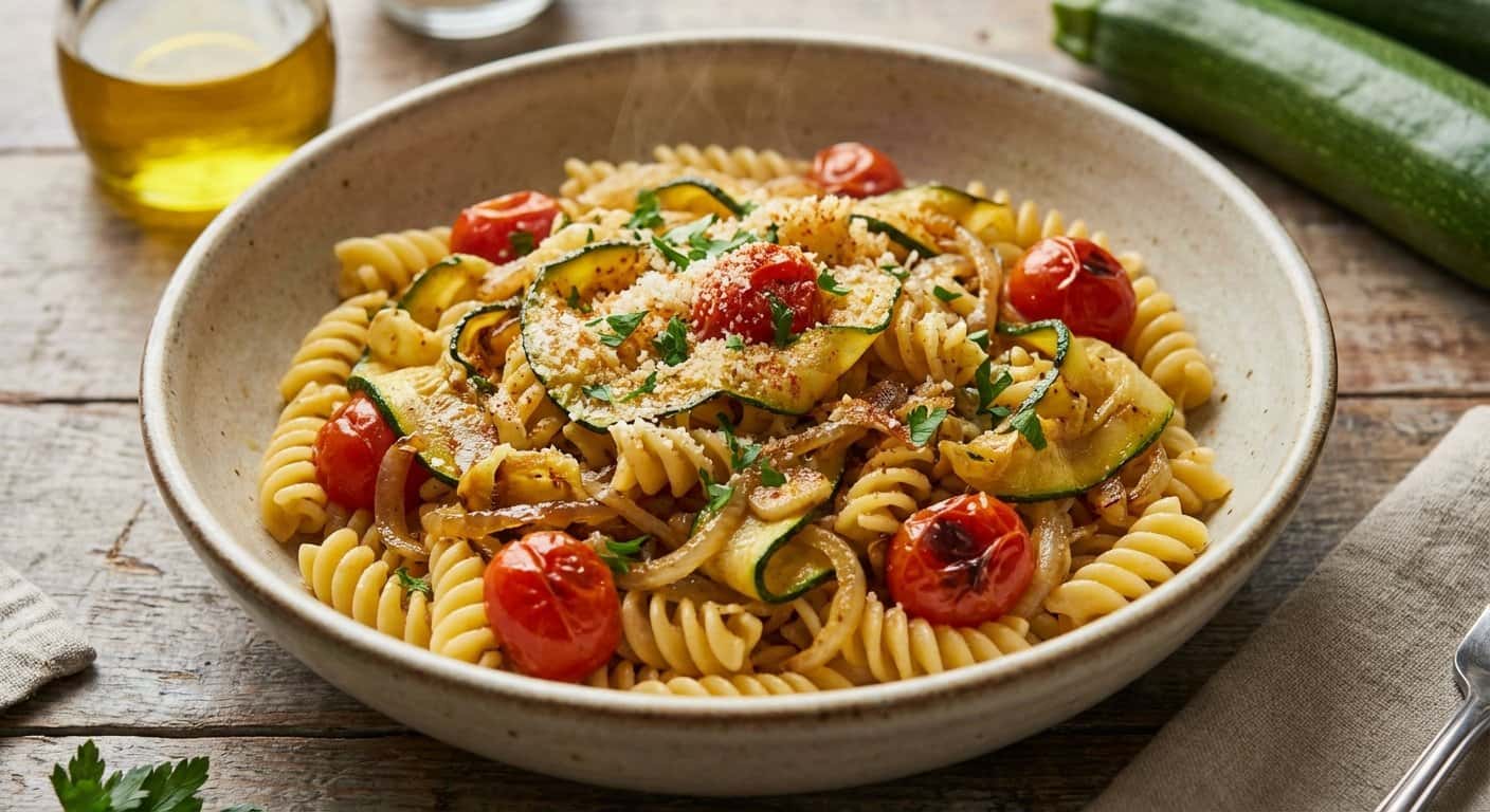 Entrante de Pasta Salteada con Calabacín