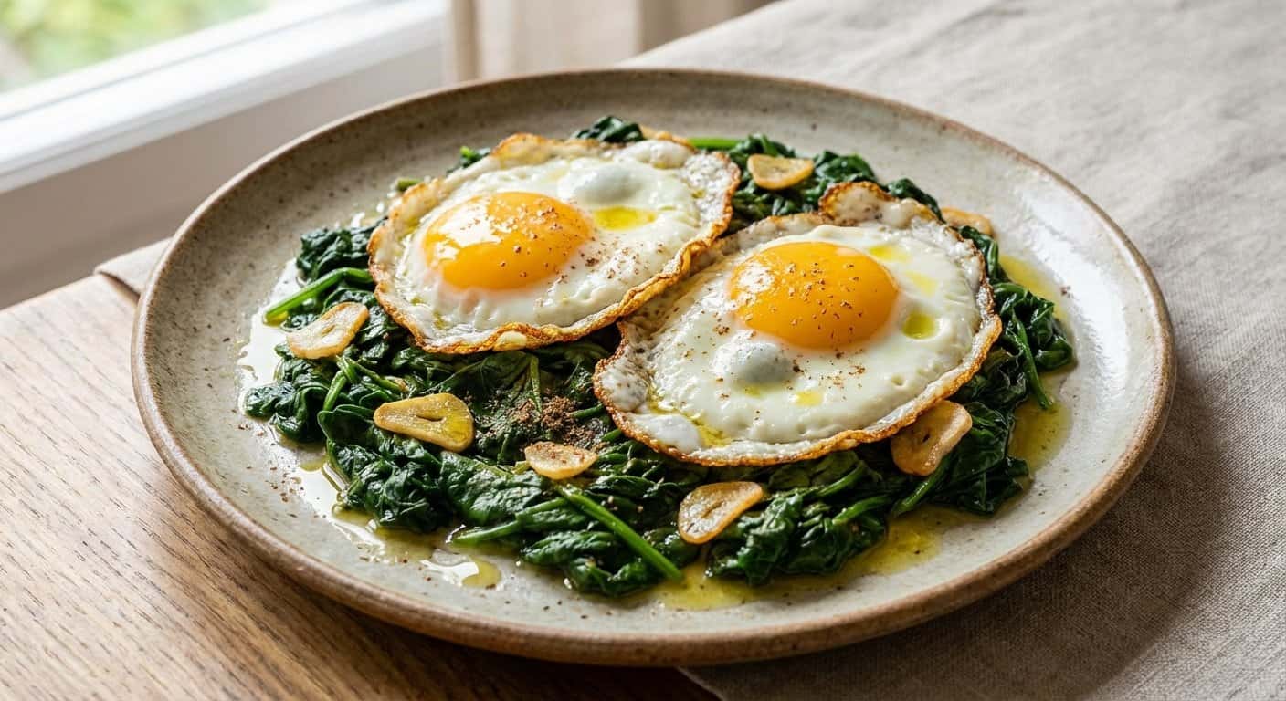 Espinacas con Huevo Frito