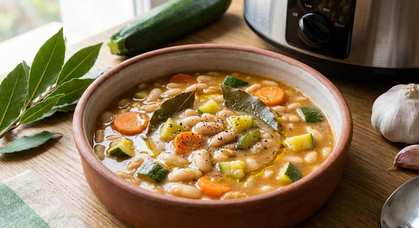 Estofado de Alubias con Calabacín y Laurel en Slow Cooker