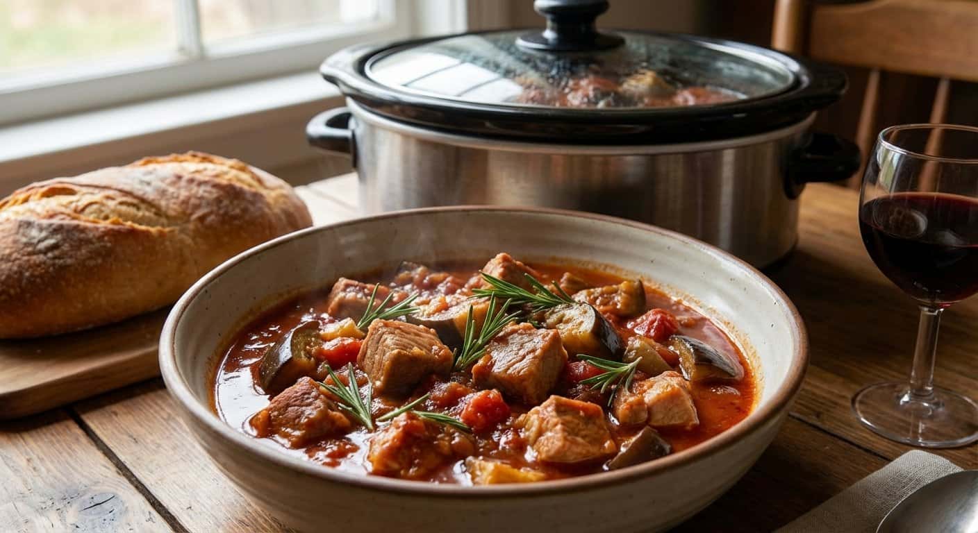 Estofado de Cerdo con Berenjena y Romero en Slow Cooker