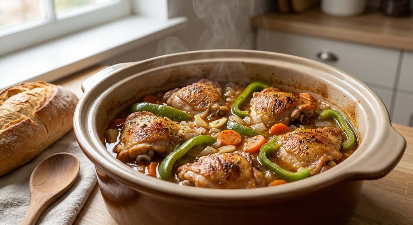 Estofado de Pollo con Pimiento Verde y Orégano en Slow Cooker