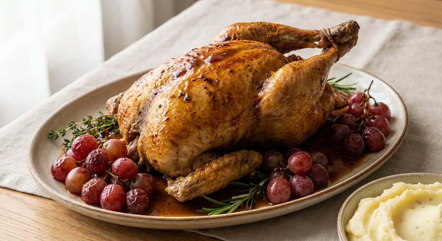 Faisán Asado con Uvas y Oporto