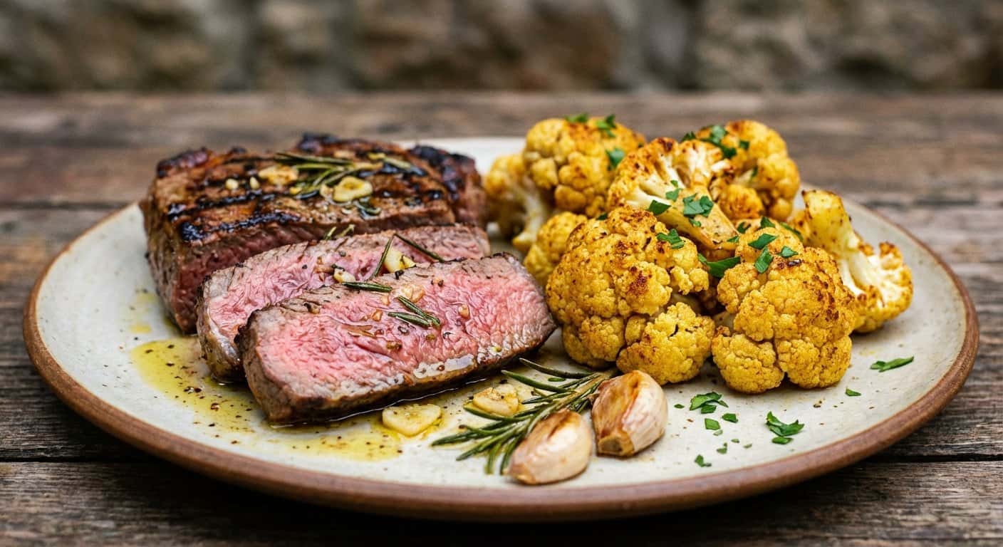 Filete de Ternera a la Plancha con Coliflor Asada