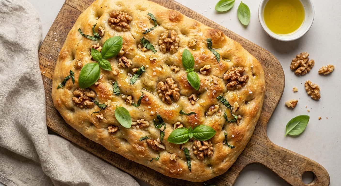 Focaccia con Albahaca y Nueces