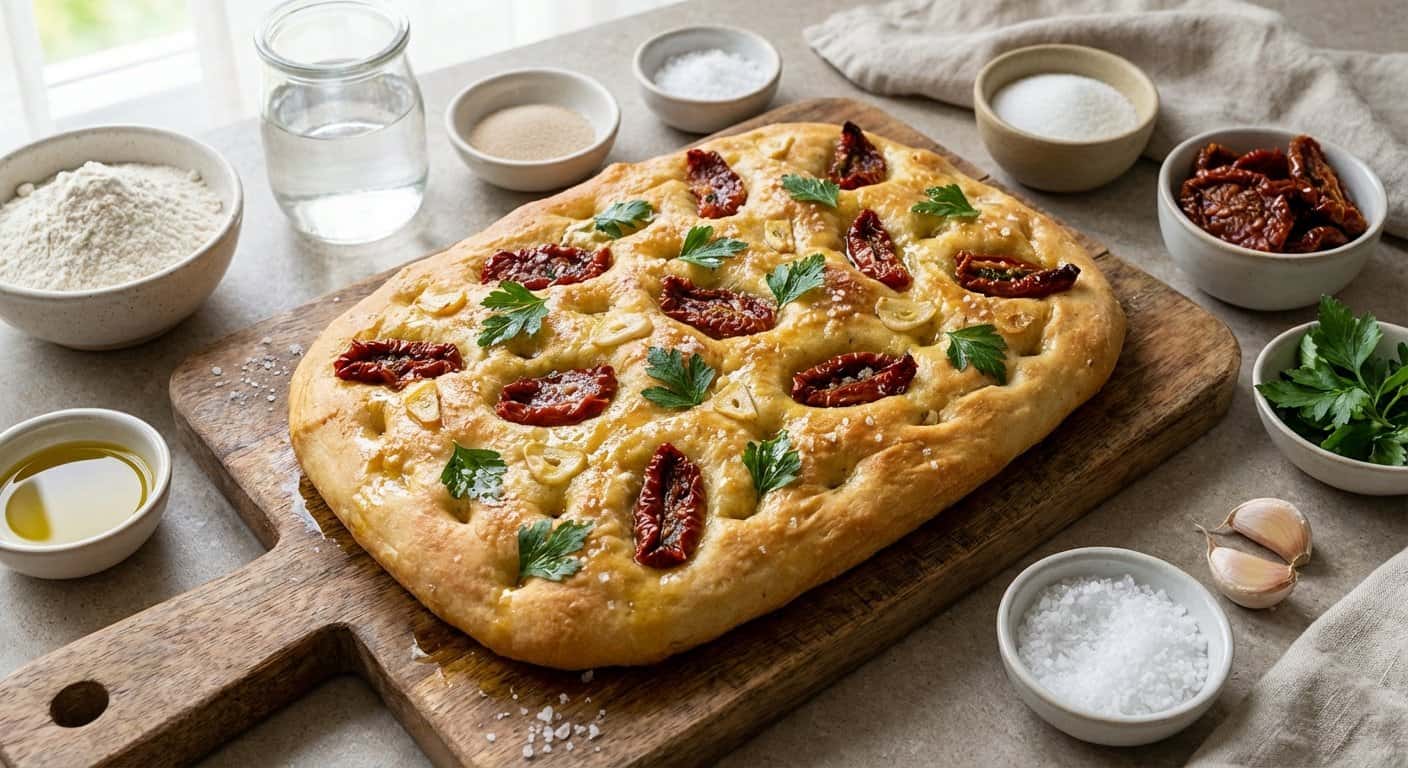 Focaccia con Perejil y Tomate Seco
