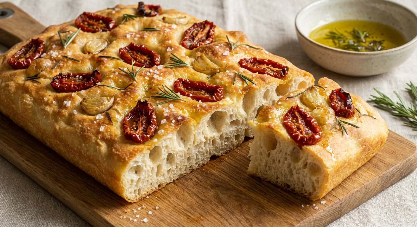Focaccia con Romero y Tomate Seco
