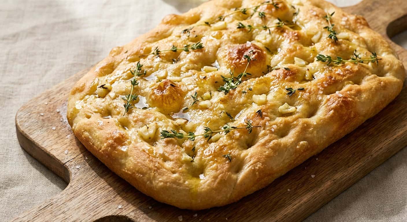 Focaccia con tomillo y ajo