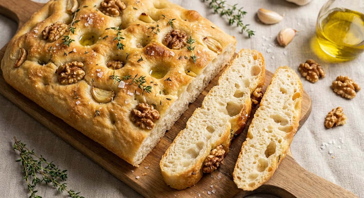 Focaccia con Tomillo y Nueces