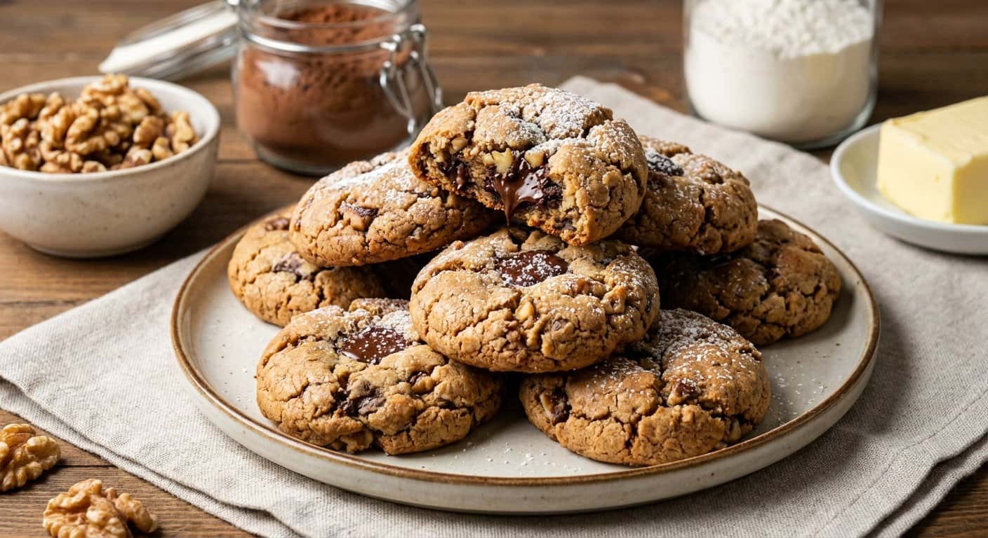 Galletas Caseras de Nuez y Cacao