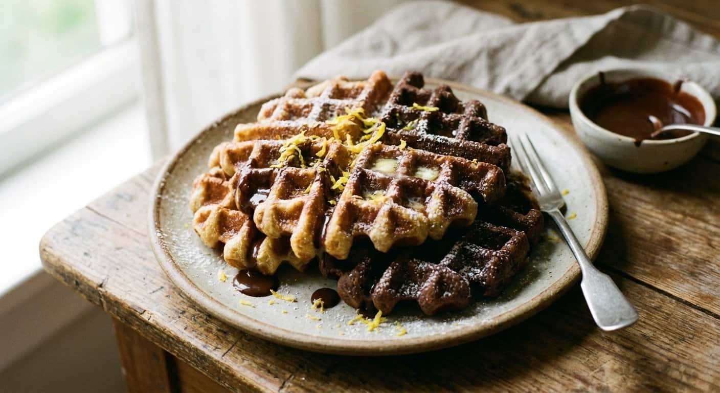 Gofres con limón y cacao