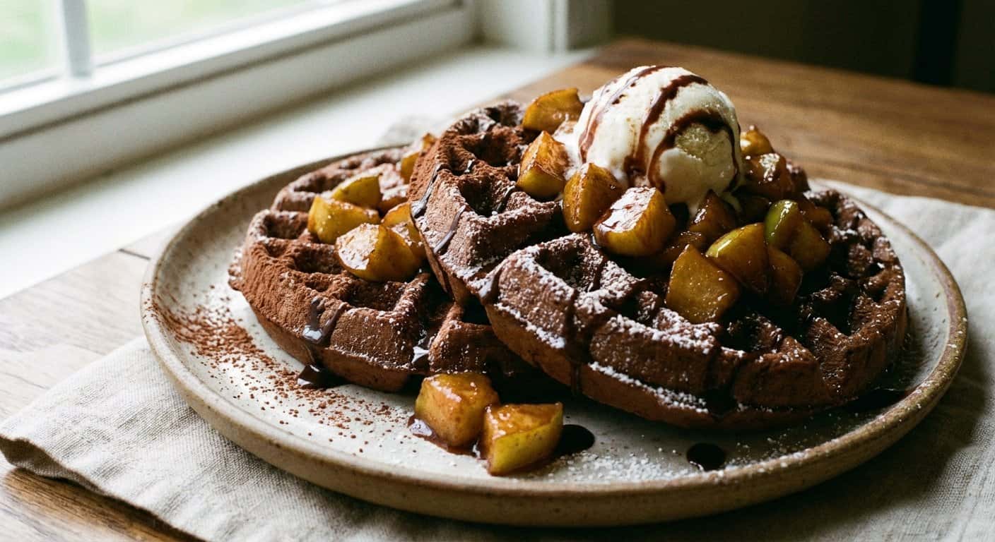 Gofres con Manzana y Cacao