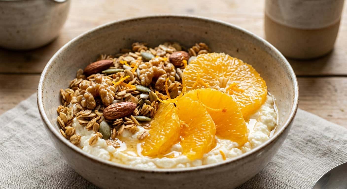 Granola Casera con Requesón y Naranja