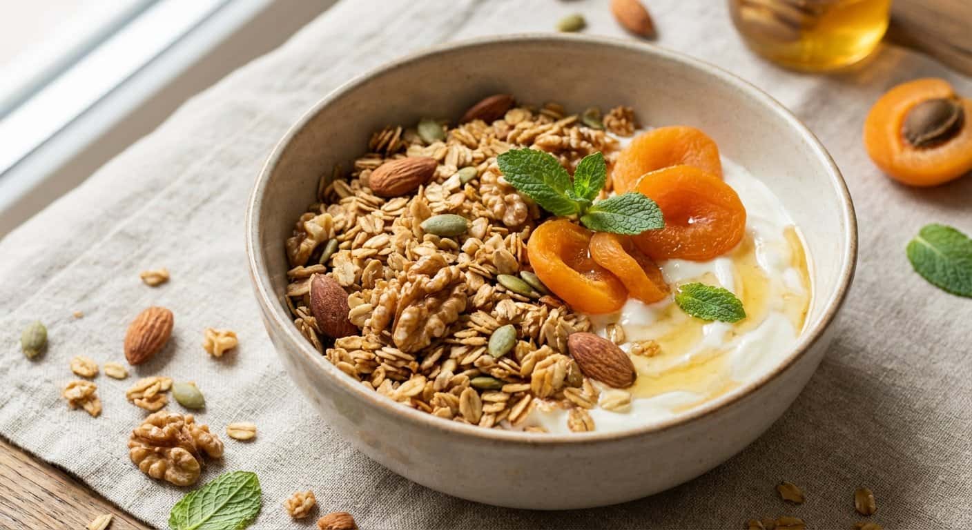 Granola Casera con Yogur y Albaricoque