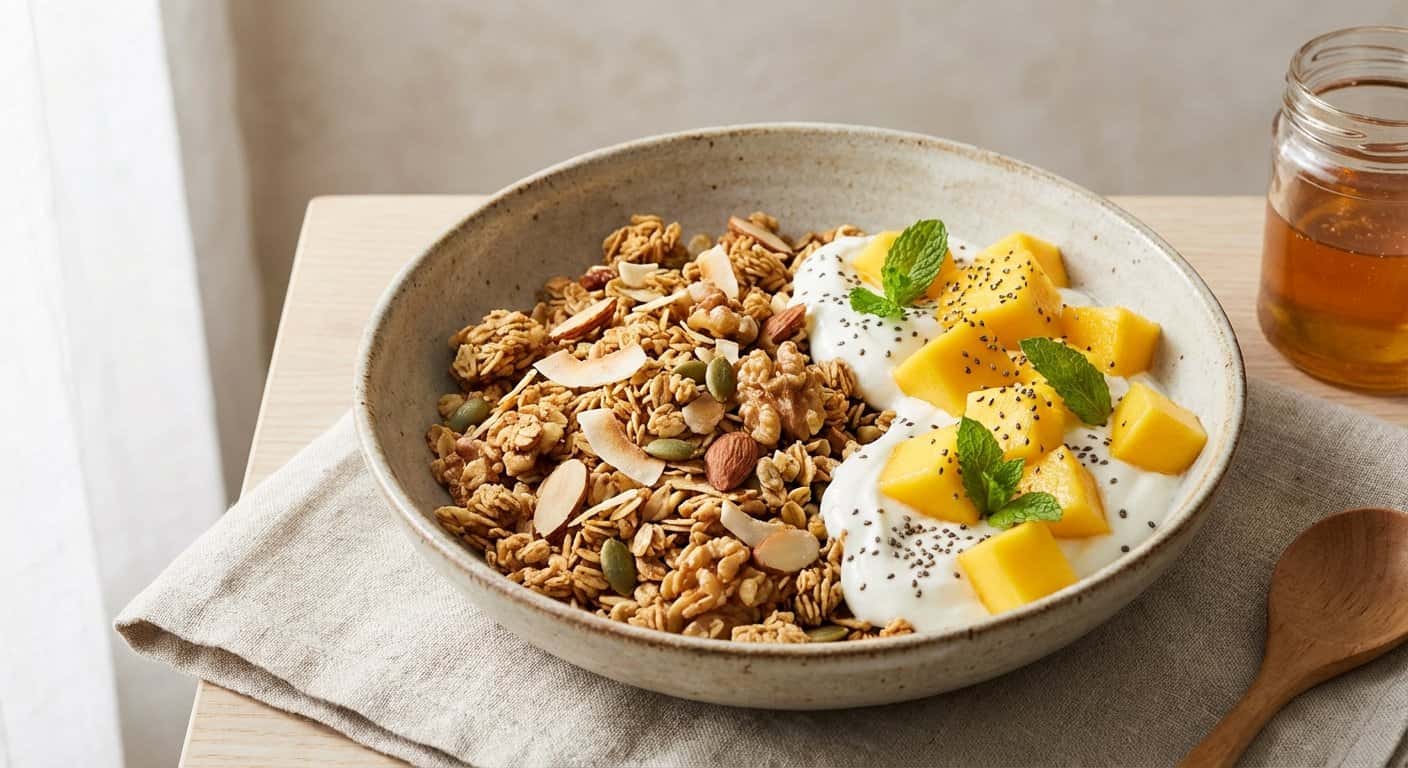 Granola Casera con Yogur y Mango