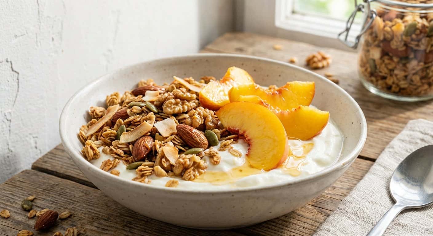 Granola Casera con Yogur y Melocotón