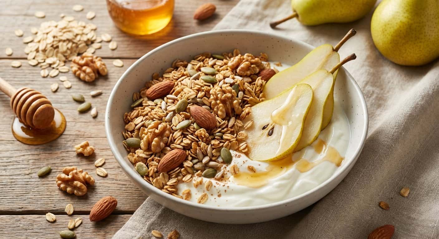 Granola Casera con Yogur y Pera