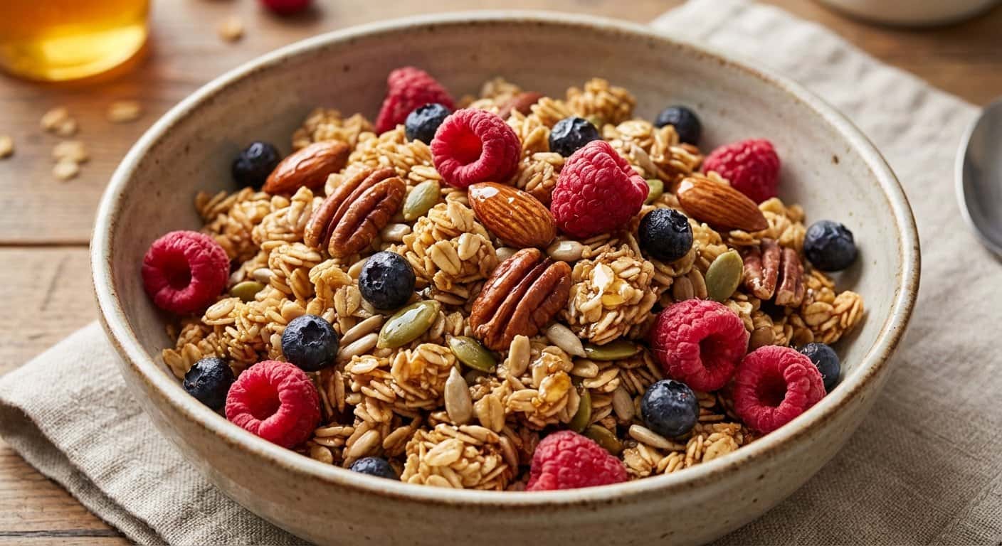 Granola Casera de Miel y Frambuesa