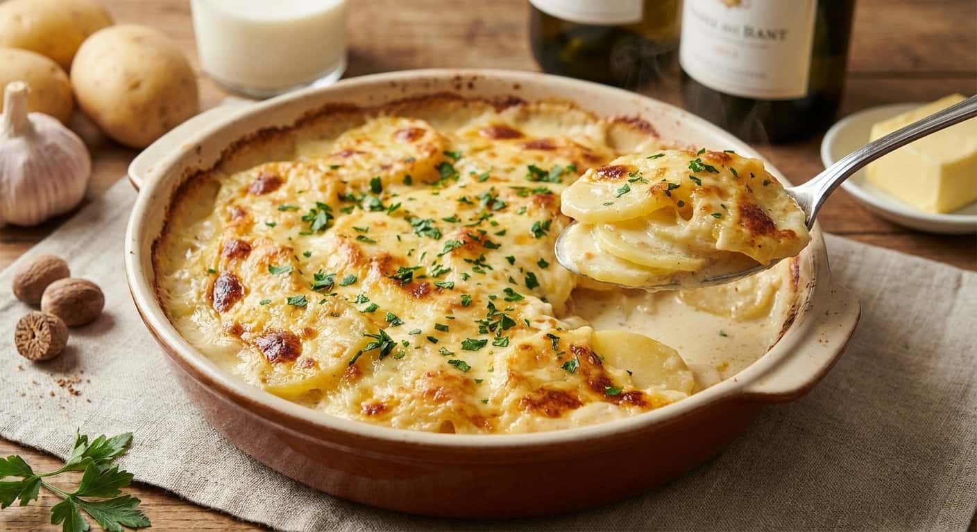 Gratin Dauphinois Parisino con Vino Blanco