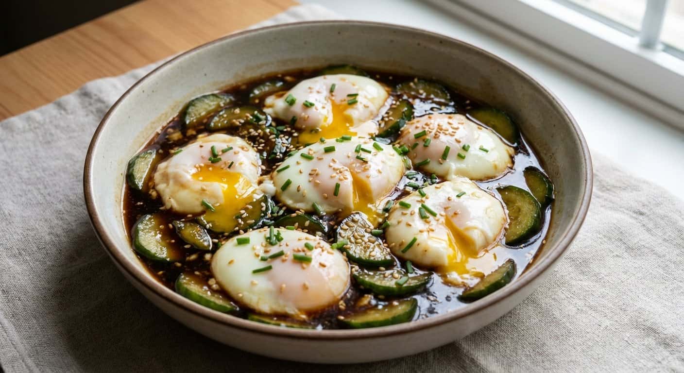 Guiso Cantonesa de Huevo con Pepino y Vinagre Negro