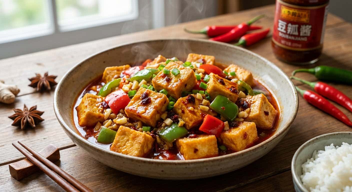 Guiso Hunan de Tofu con Pimiento y Doubanjiang