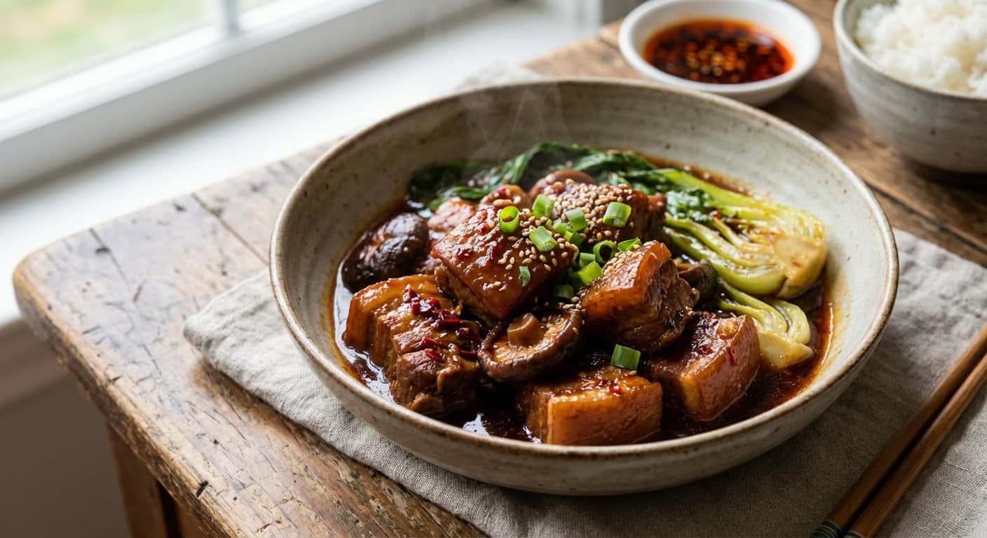 Guiso Shanghainesa de Cerdo con Pak Choi y Salsa de Chili