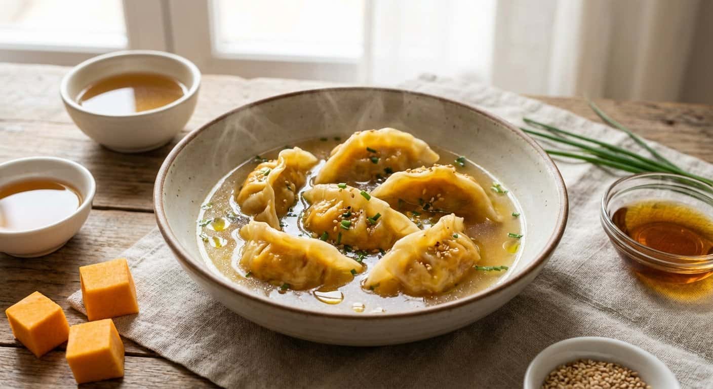Gyoza de Calabaza con Dashi