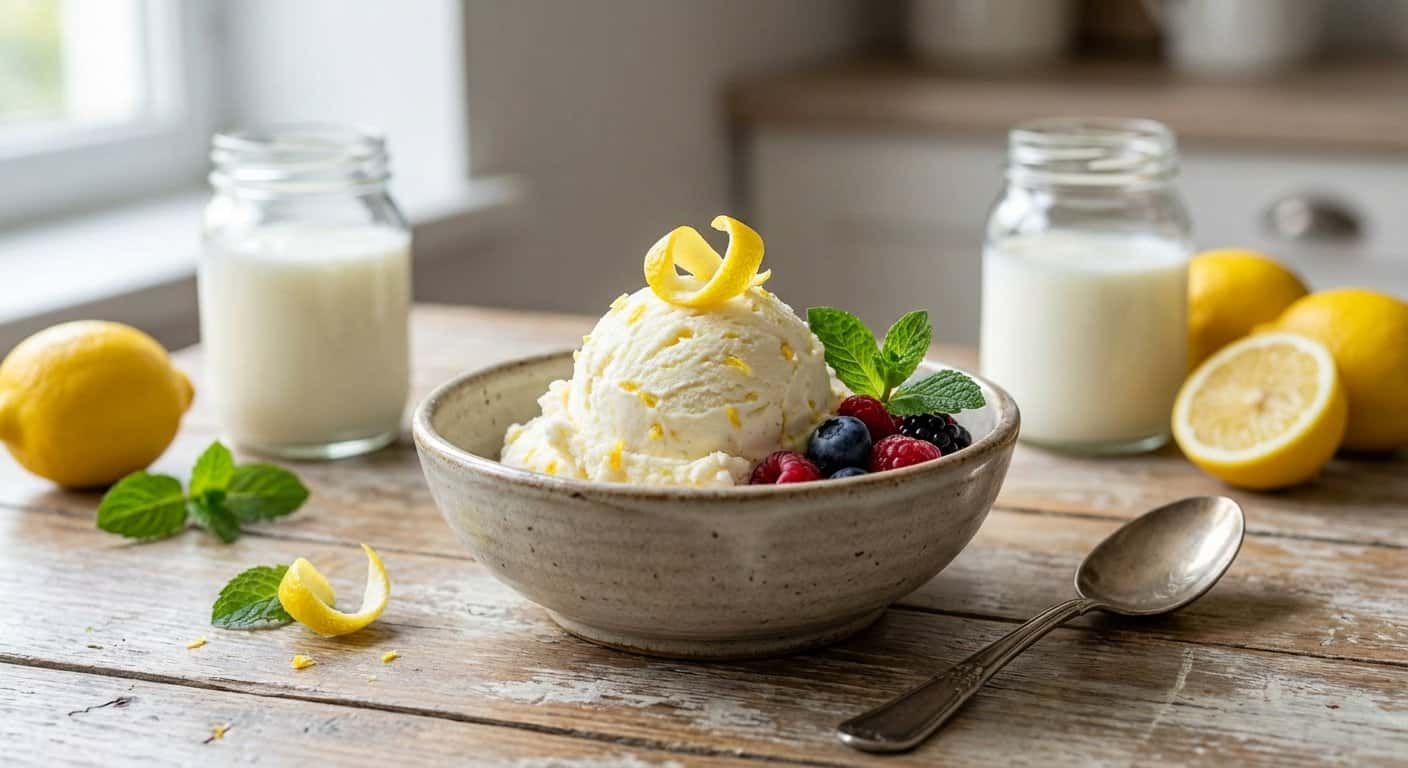 Helado Casero de Kéfir y Limón