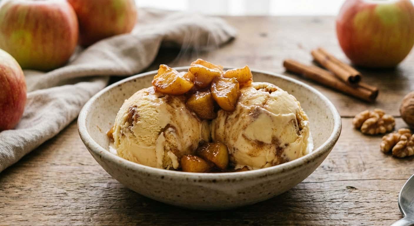 Helado Casero de Leche y Manzana Asada