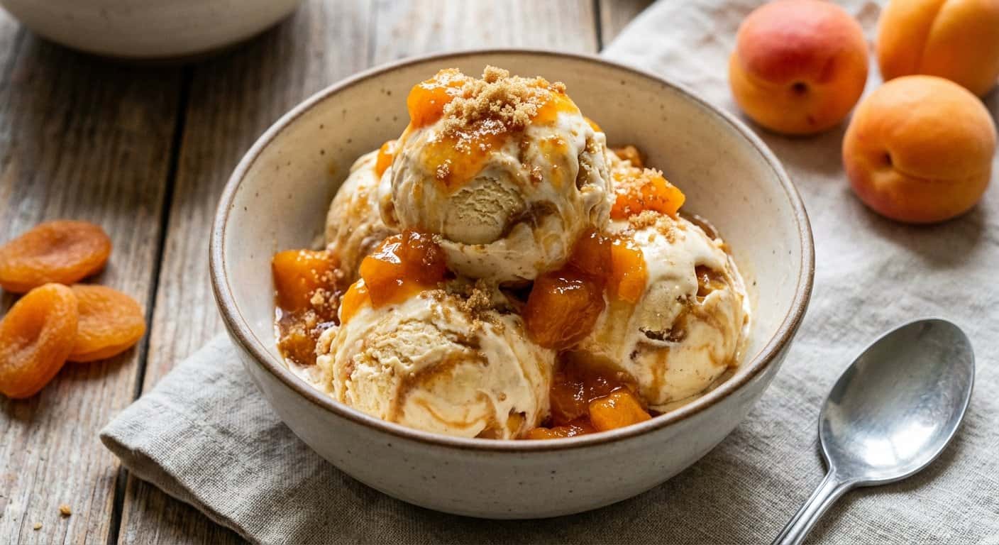 Helado casero de mantequilla y albaricoque