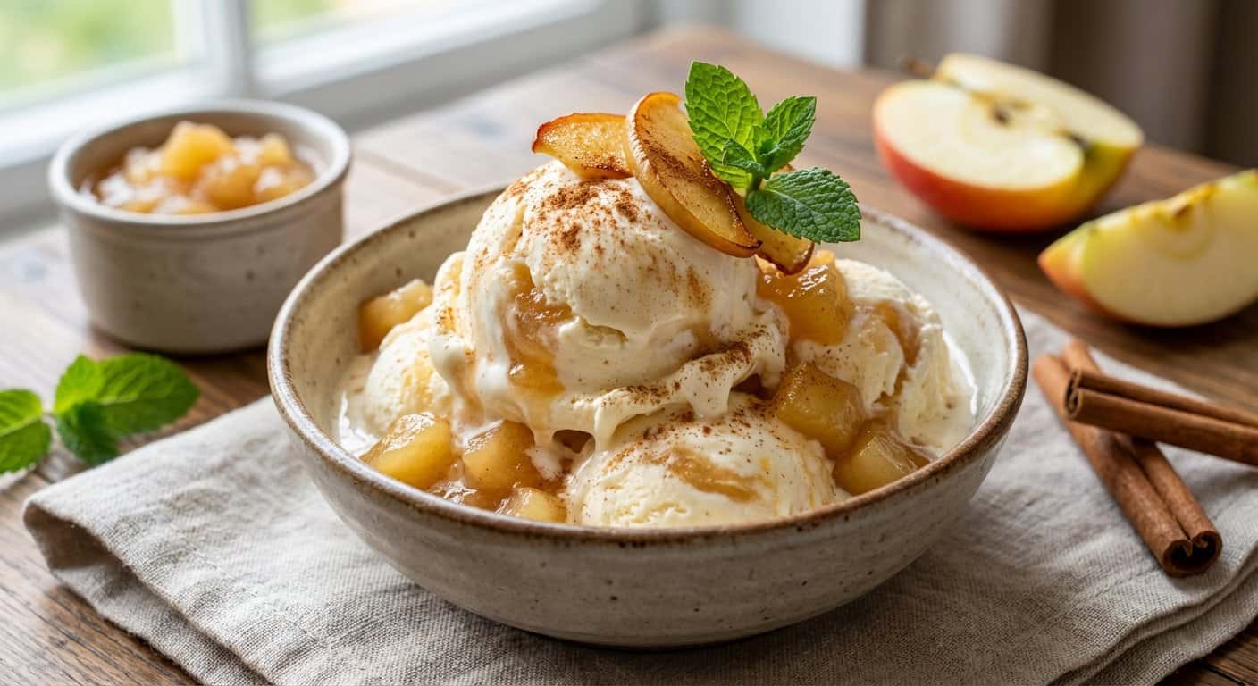 Helado Casero de Nata y Manzana