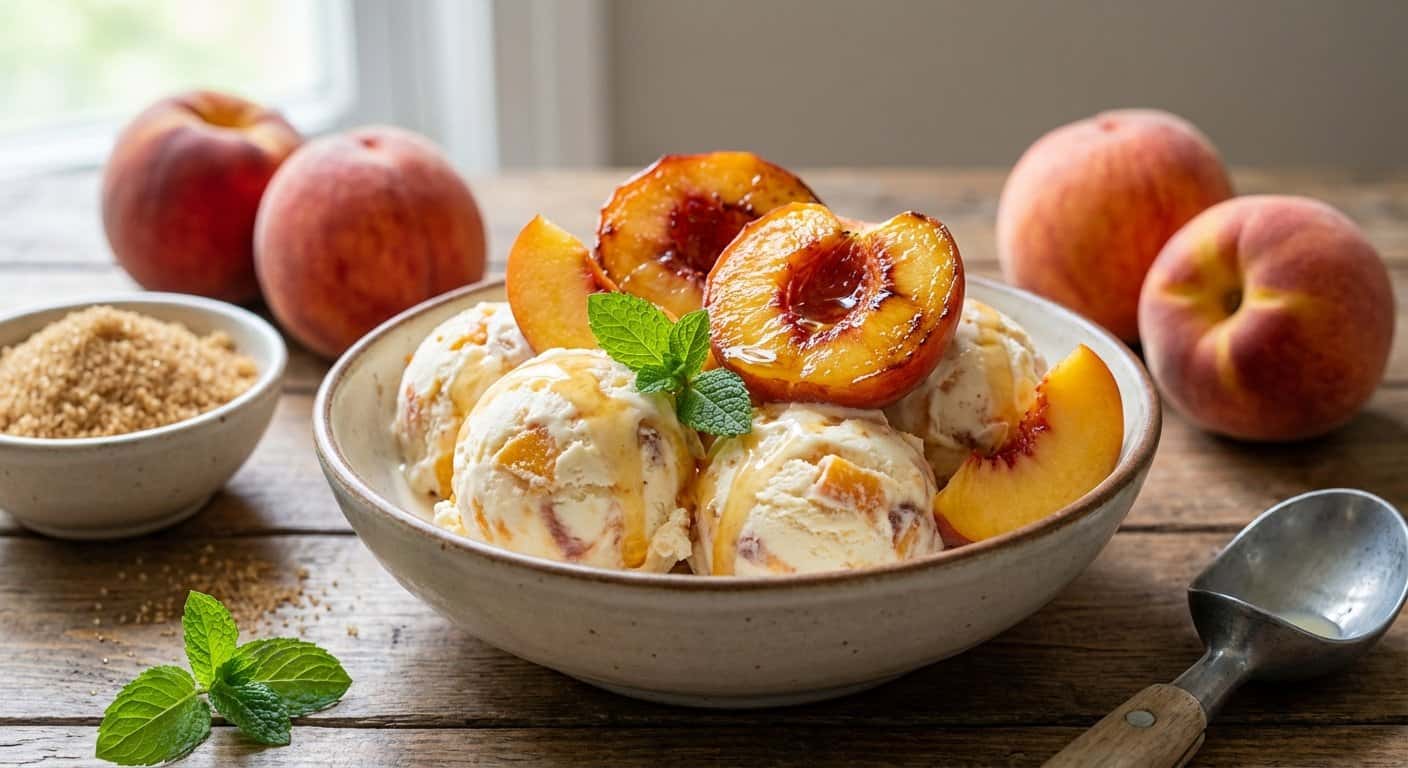 Helado Casero de Nata y Melocotón