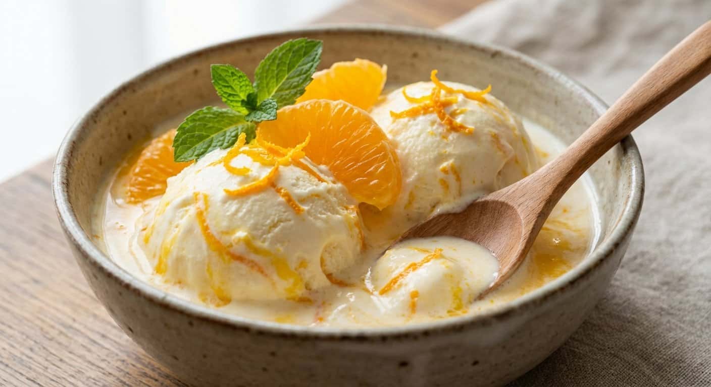 Helado Casero de Nata y Naranja