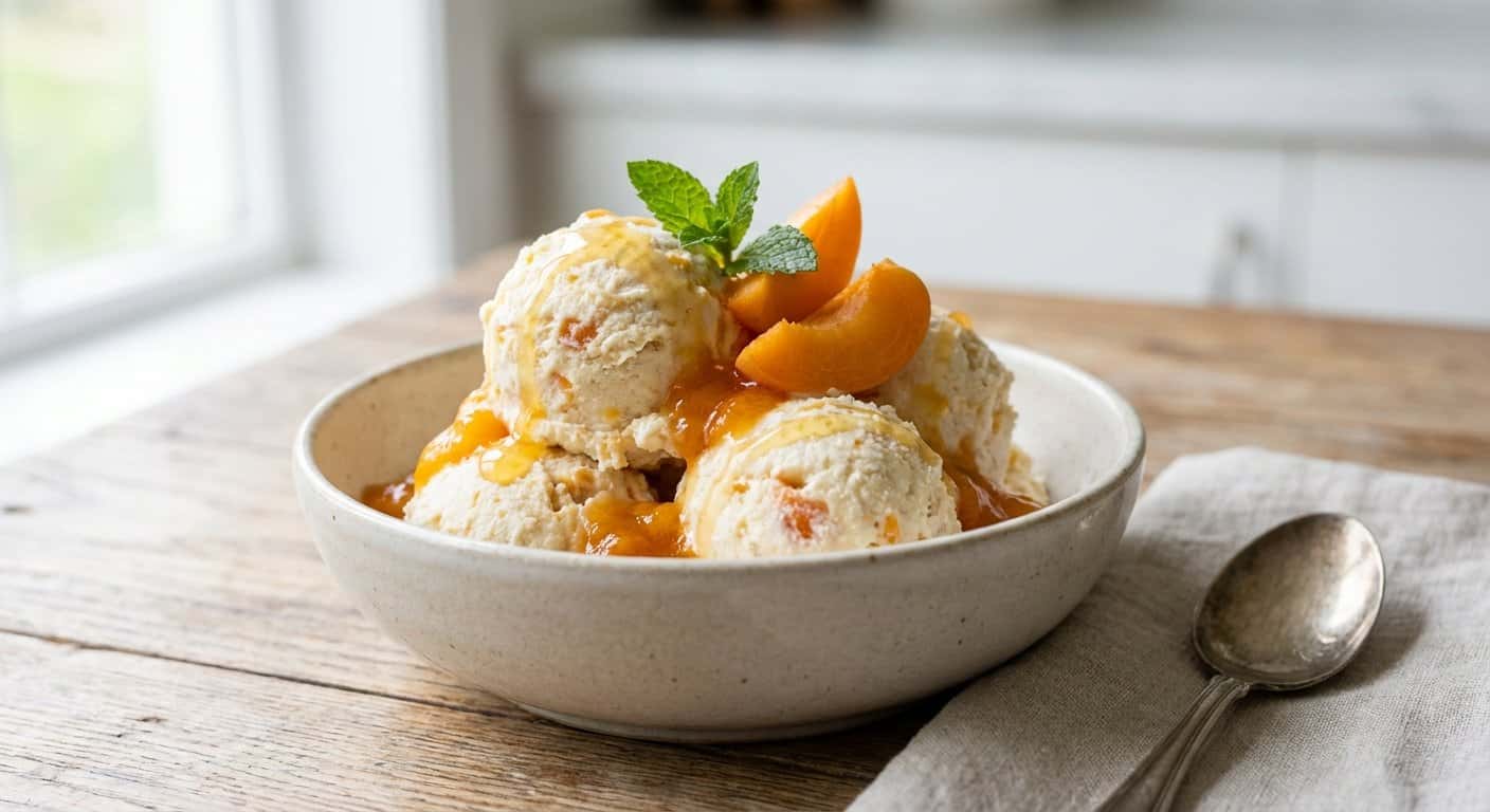 Helado casero de requesón y albaricoque