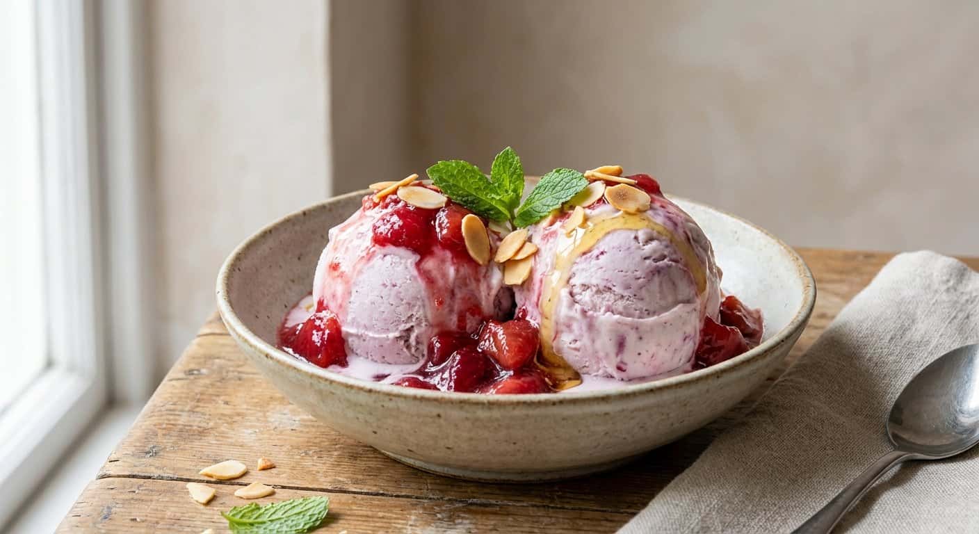 Helado casero de yogur y ciruela