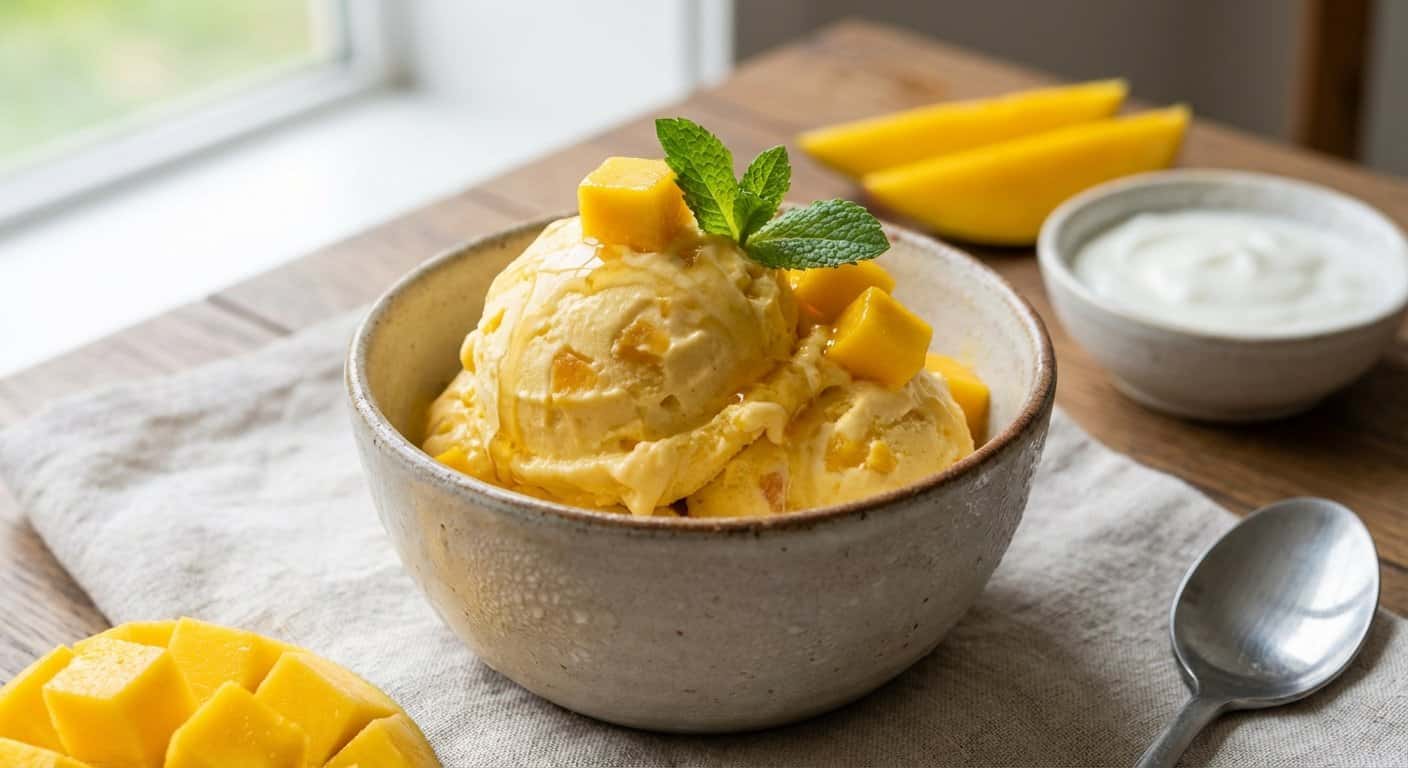 Helado Casero de Yogur y Mango