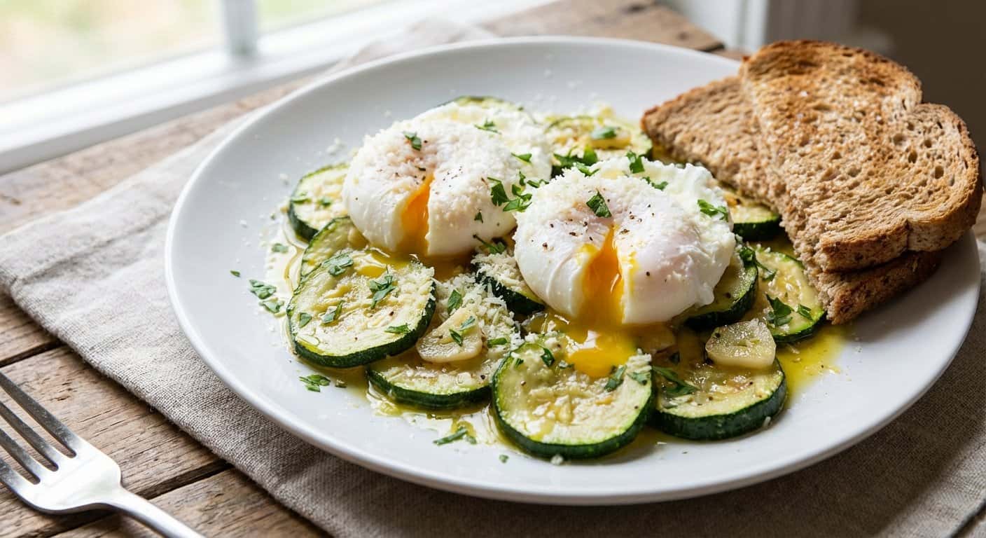 Huevos Pochados con Calabacín