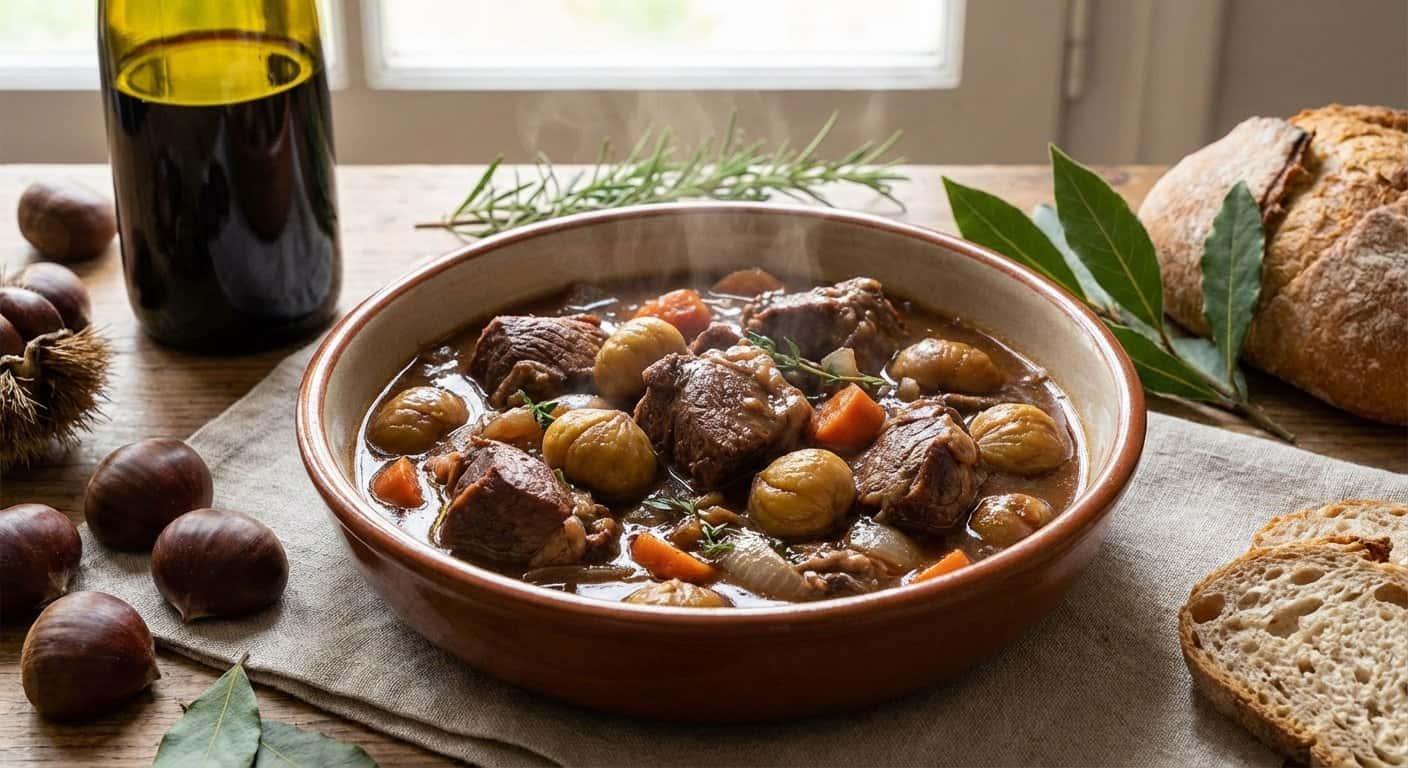 Jabalí Guisado con Castañas
