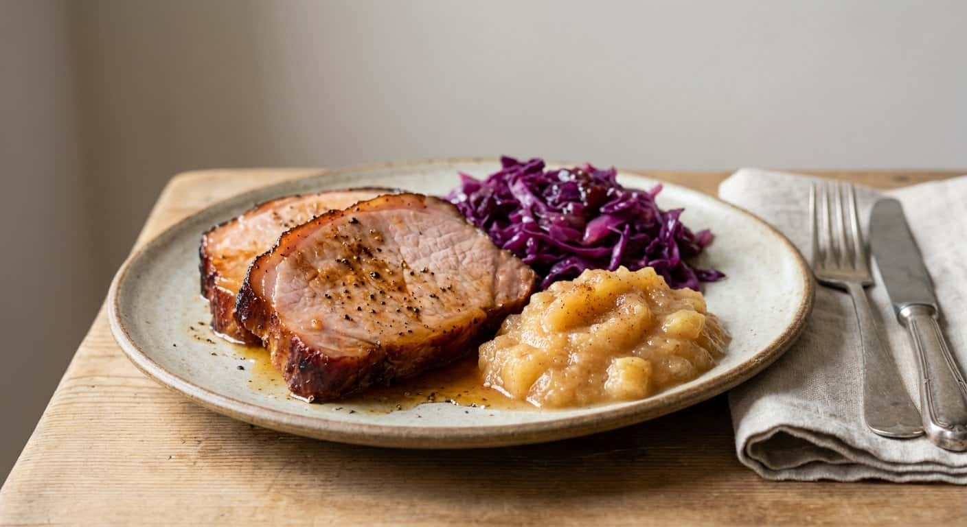 Kassler Ahumado con Puré de Manzana y Col Roja
