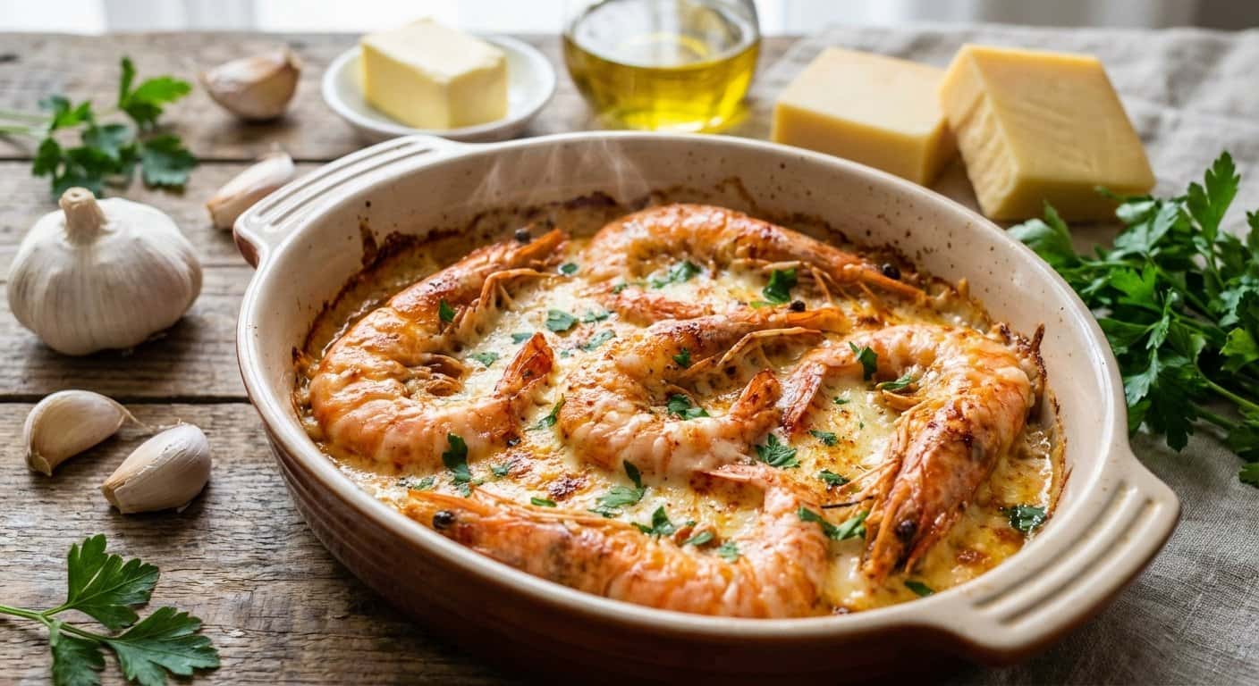 Langostinos con Queso Gratinado Keto