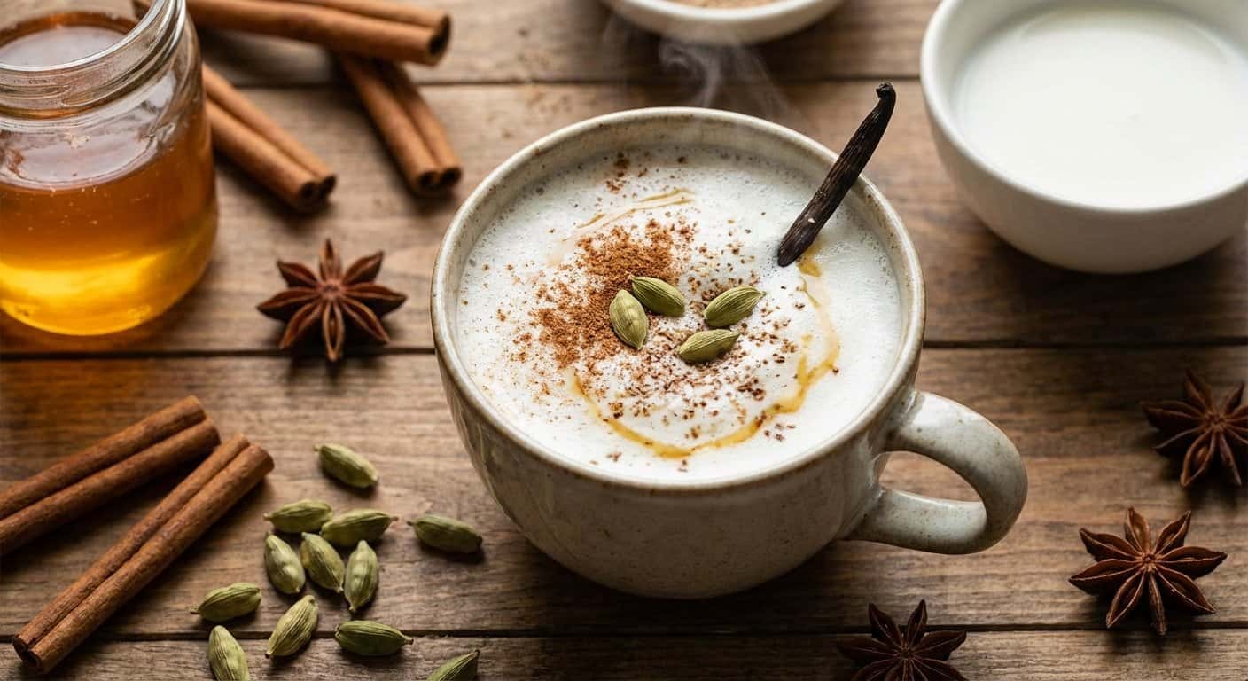 Leche Caliente Aromatizada con Cardamomo