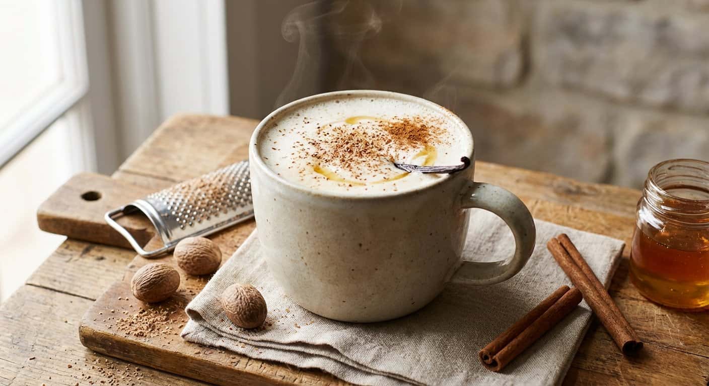 Leche Caliente Aromatizada con Nuez Moscada