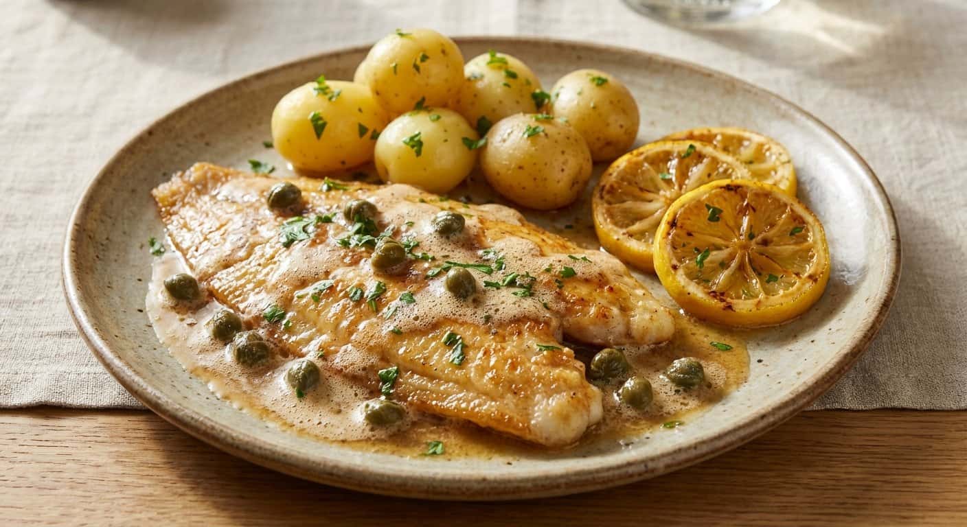 Lenguado con Beurre Meunière y Alcaparras