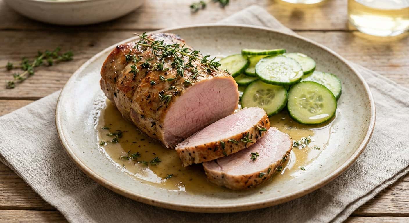 Lomo de Cerdo al Horno con Pepino y Tomillo