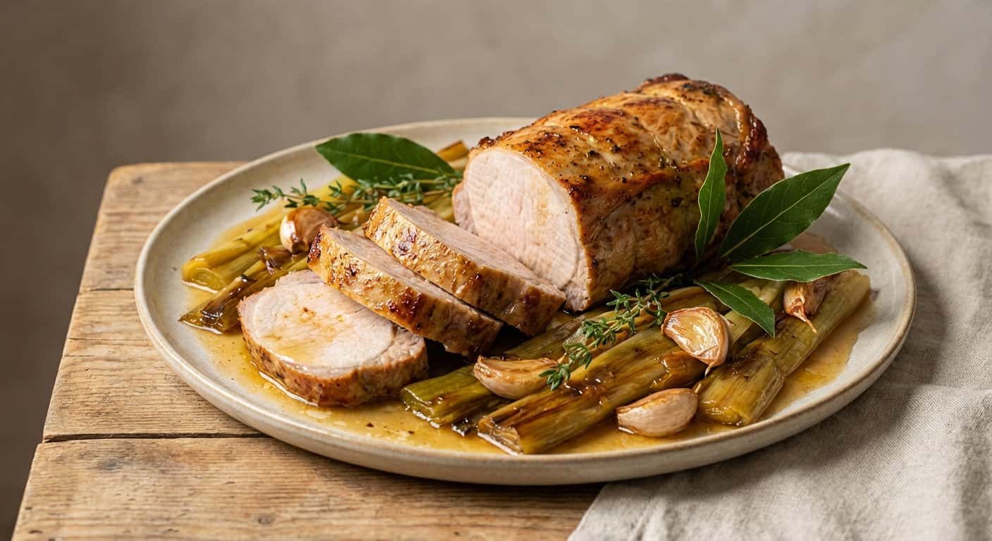 Lomo de Cerdo al Horno con Puerro y Laurel