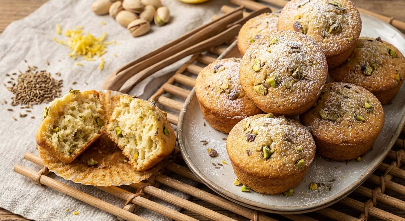 Magdalenas de anís y pistacho