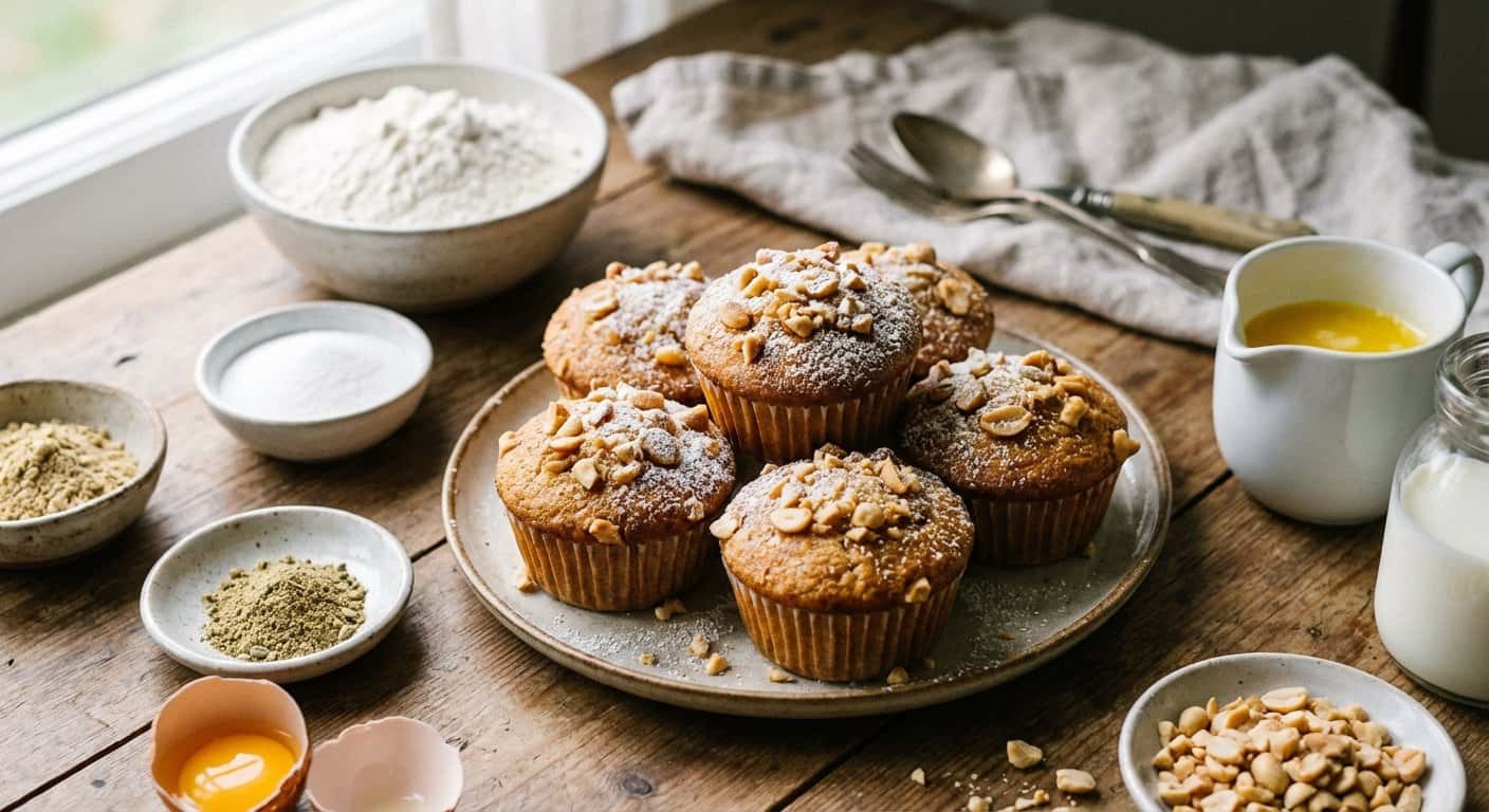 Magdalenas de cardamomo y cacahuete