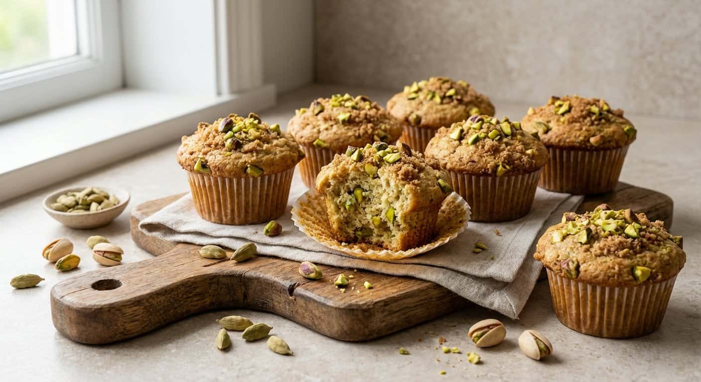 Magdalenas de cardamomo y pistacho